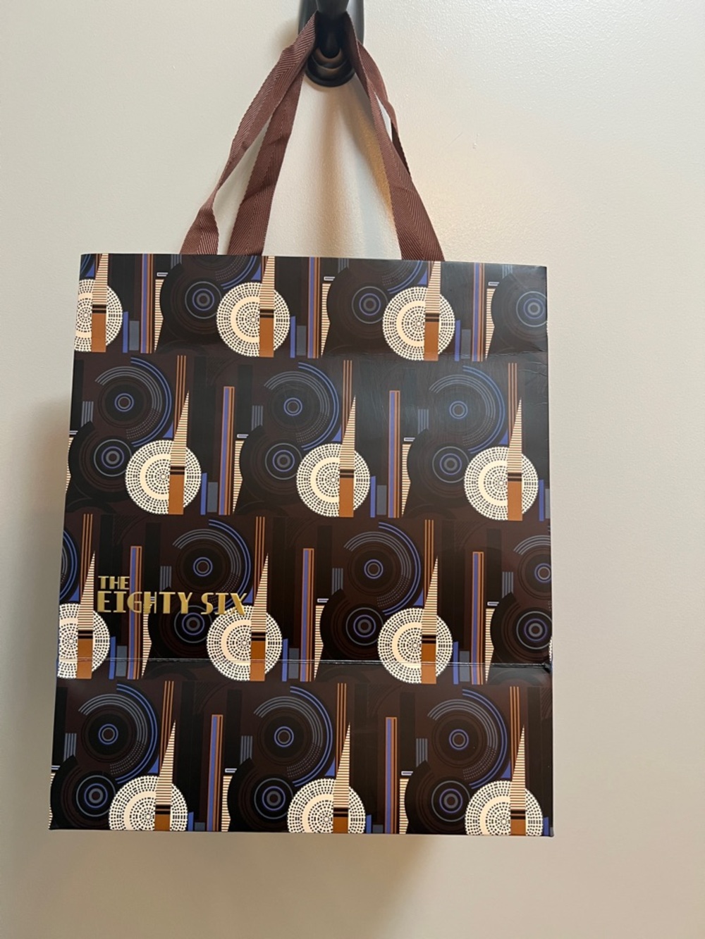 The Eighty Six Patterned Gift Bag - Brown, Blue, Cream